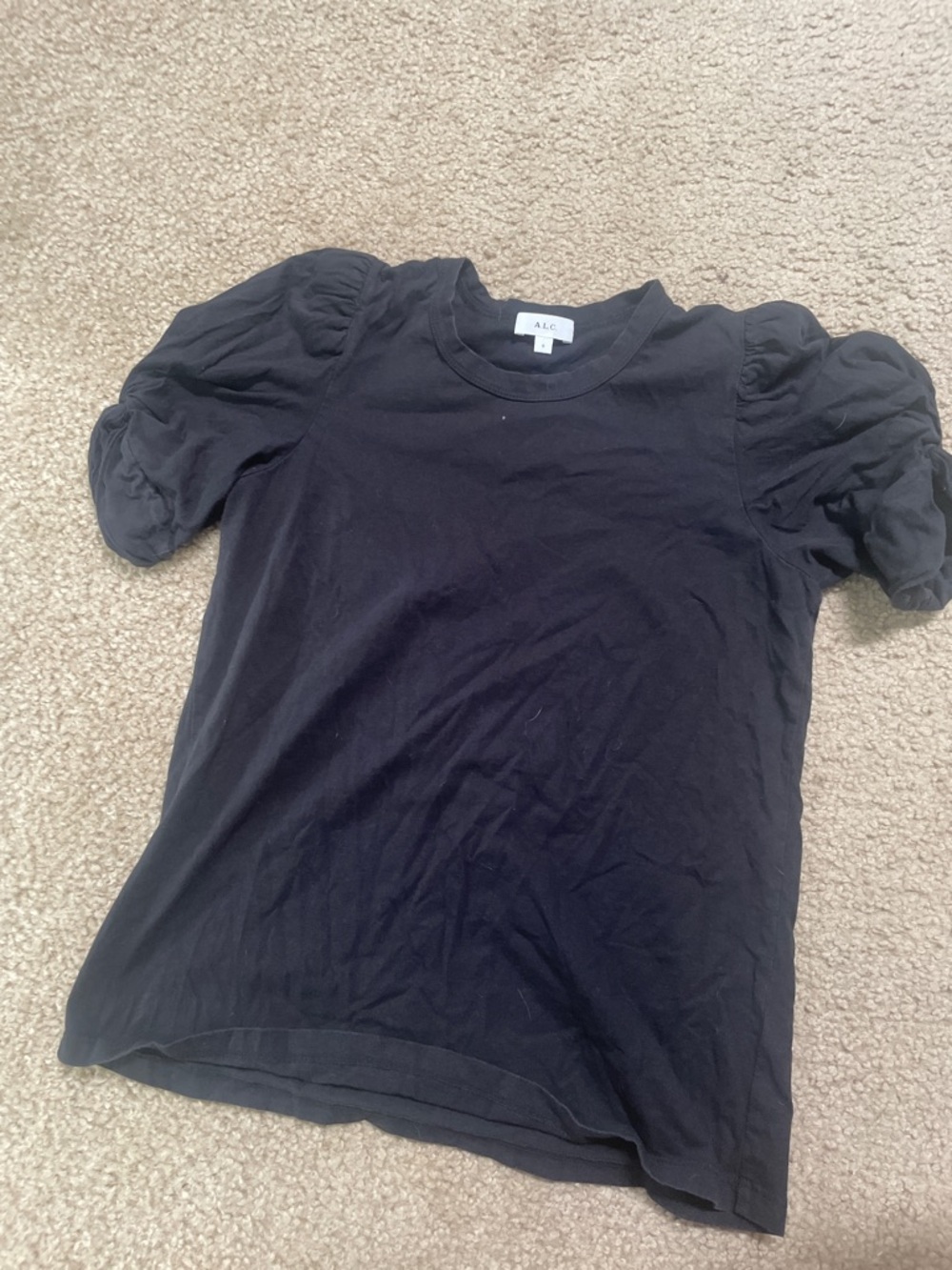 A.L.C. Black Puff-Sleeve Tee